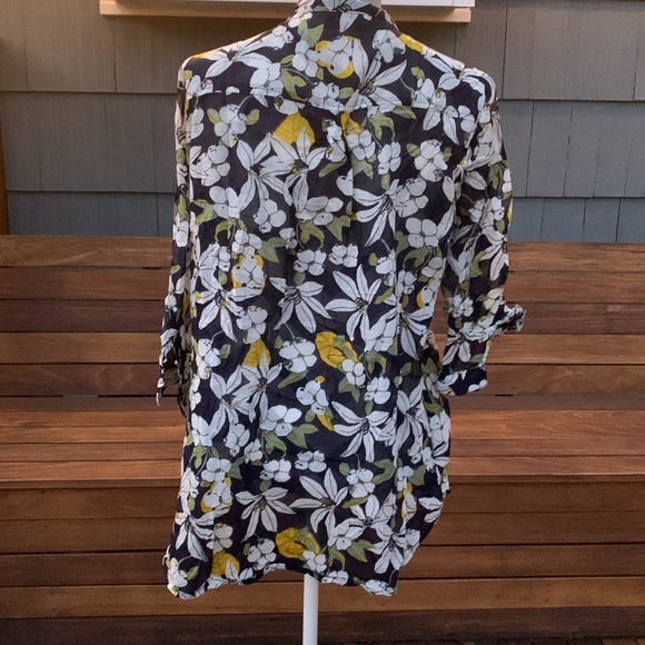 Modcloth Navy & Yellow 100% Cotton Flowy Tunic Shirt XL - Picture 4 of 6